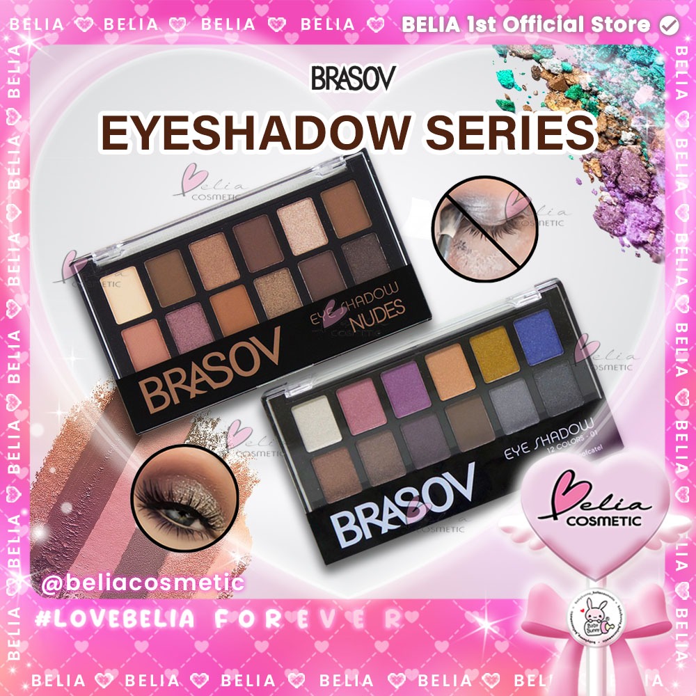 ❤ BELIA ❤ BRASOV Eyeshadow Nudes | 12 Colors warna | palet eye shadow BPOM