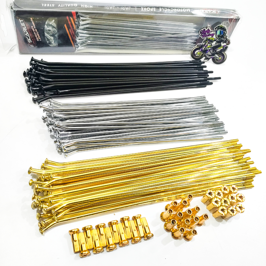 Jari Jari Ruji Jeruji Spoke Scarlet 9 X 235 206 Ring 18 21 KLX Depan Belakang