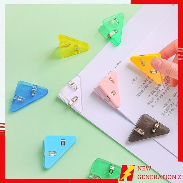 

NGZ Paper Clip Segitiga Warna-Warni Klip Sudut Penjepit Buku Akrilik Penjepit Kertas Binder Plastik Clips Book & Paper Corner Perlengkapan Kantor Sekolah t