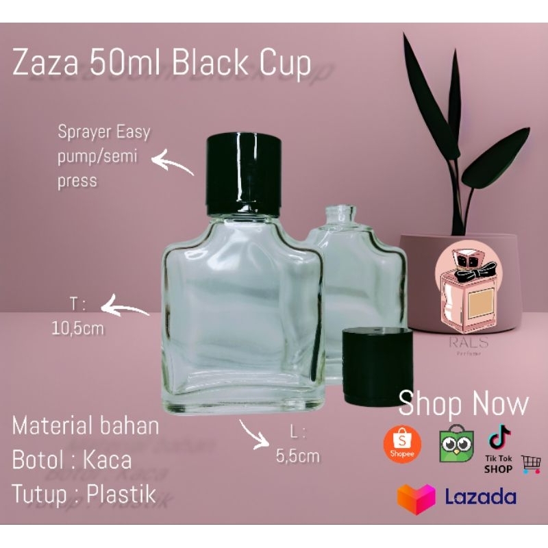 Botol Kaca Zaza Semi press Black Cup 50ml