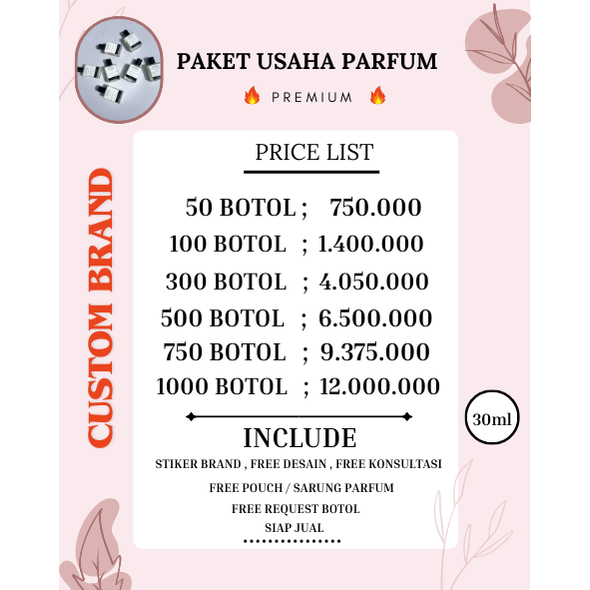 paket usaha parfum 50btl bisa CUSTOM BRAND  SIZE 30ML