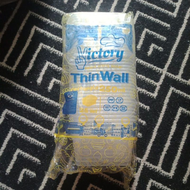 Victory Thinwall Rectangle 250 ml / Cup Kotak Makan Kecil Plastik Praktis