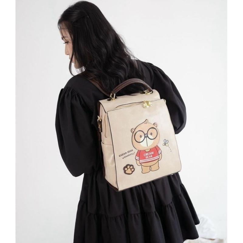 COD Creambear Tas  Kulit Selempang Bagpack Multifungsi Wanita Original C13051