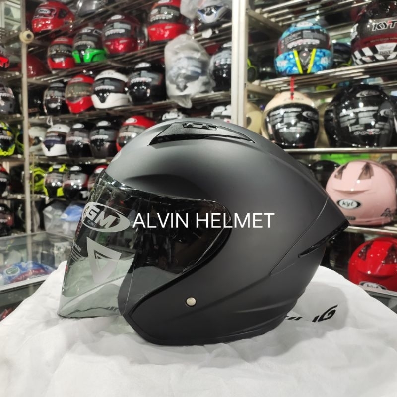 Helm Half Face GM G1 solid Black matt / GM G1 polos Hitam doff / GM G1 original