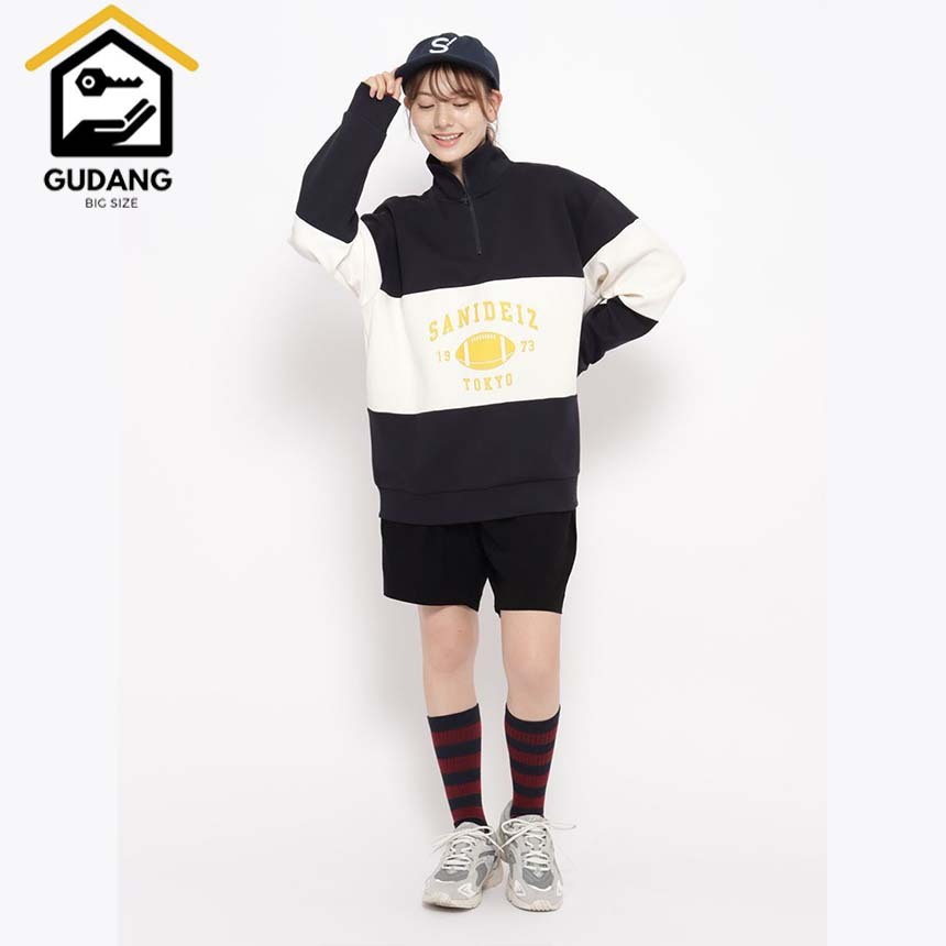 SWEATER HALF ZIP OVERSIZE S-6XL.SWEATER HALF ZIP HITAM