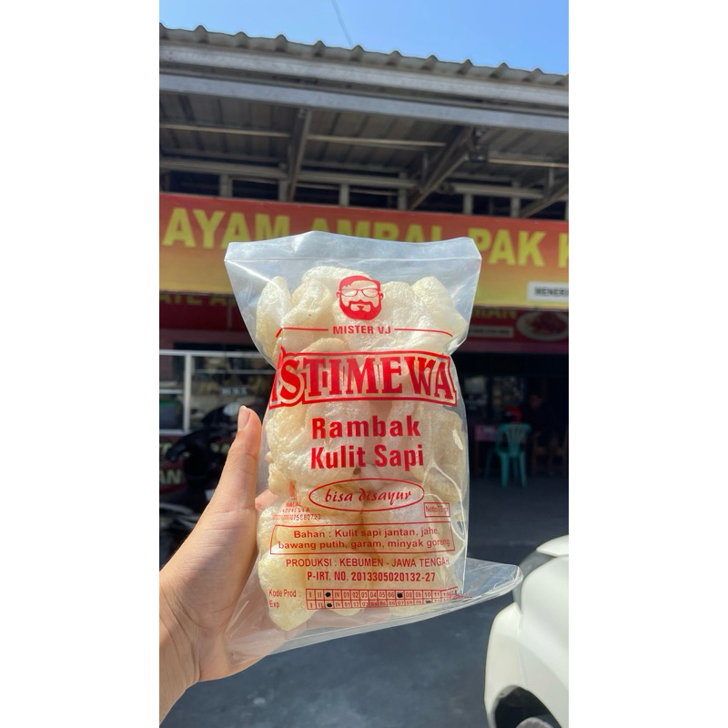 

Kerupuk ISTIMEWA Rambak Kulit Sapi Jantan siap santap Mister VJ