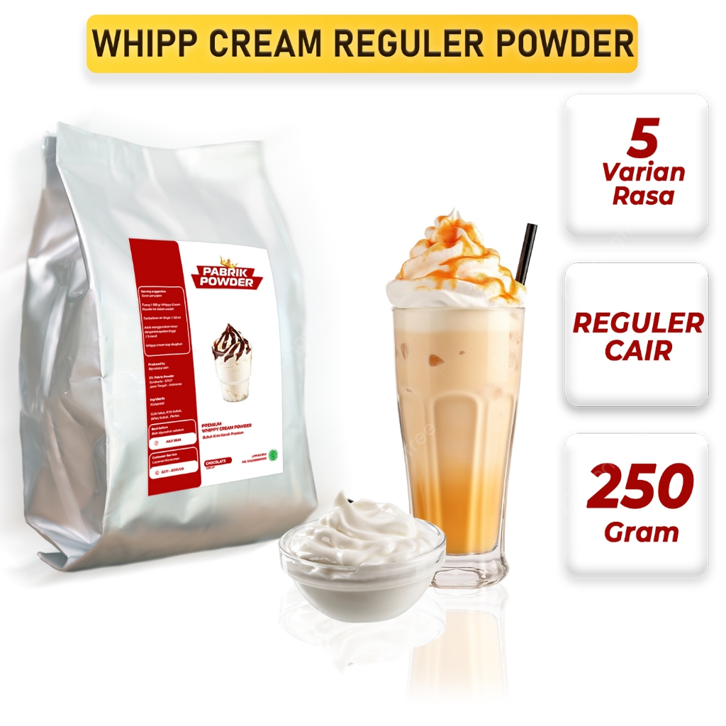 

Premium Whippy Cream Powder Reguler 250 gram, Bubuk Whip Krim