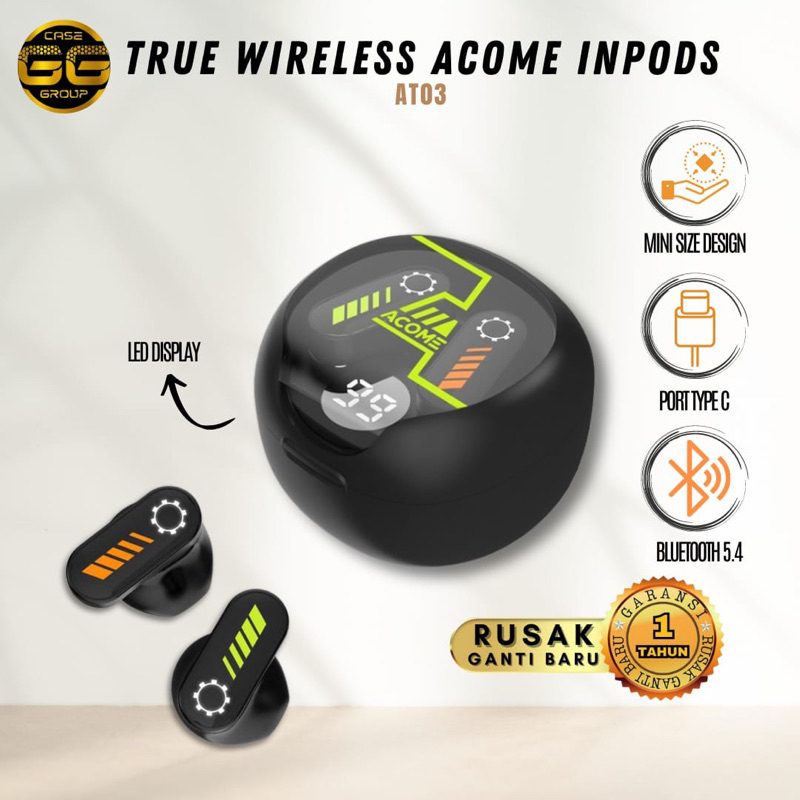Headset Acome AT03 Earphone True Wireless/Tws acome Inpods At03
