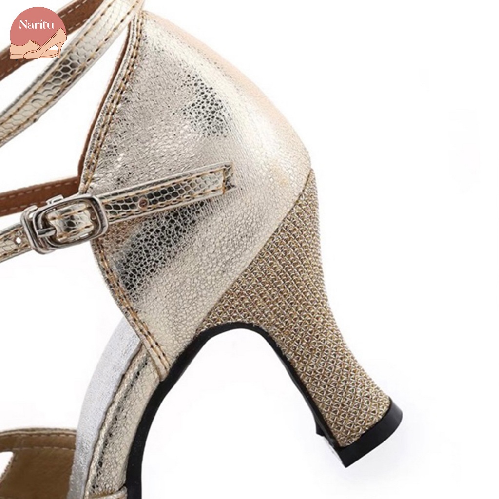 New Naritu Women - Rekha Gold Dance Heels / Latin Dance / Line Dance Shoes