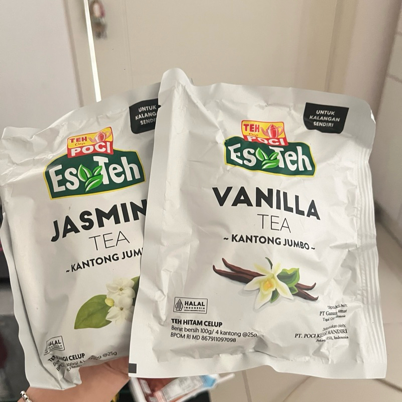 READY Es Teh Cap Poci Vanilla Jasmine Kantong Jumbo Halal 100g 25g Serbuk Rasa Guava Apple Leci Thai