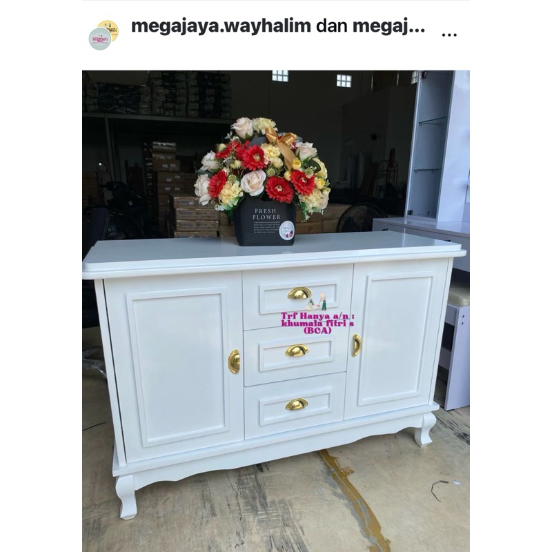 buffet duko putih ukir