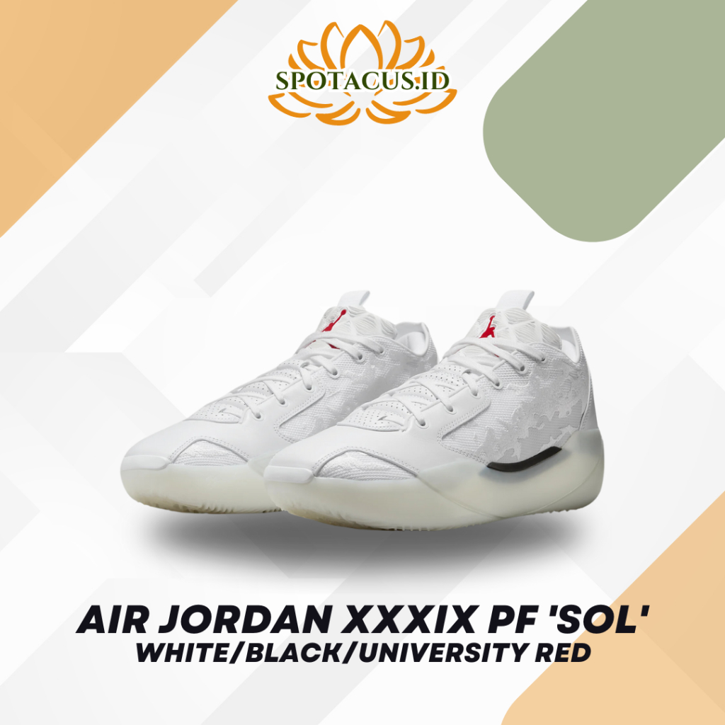 Sepatu Basket Air Jordan XXXIX PF 'Sol' White/Black/University Red (FQ0214-106)