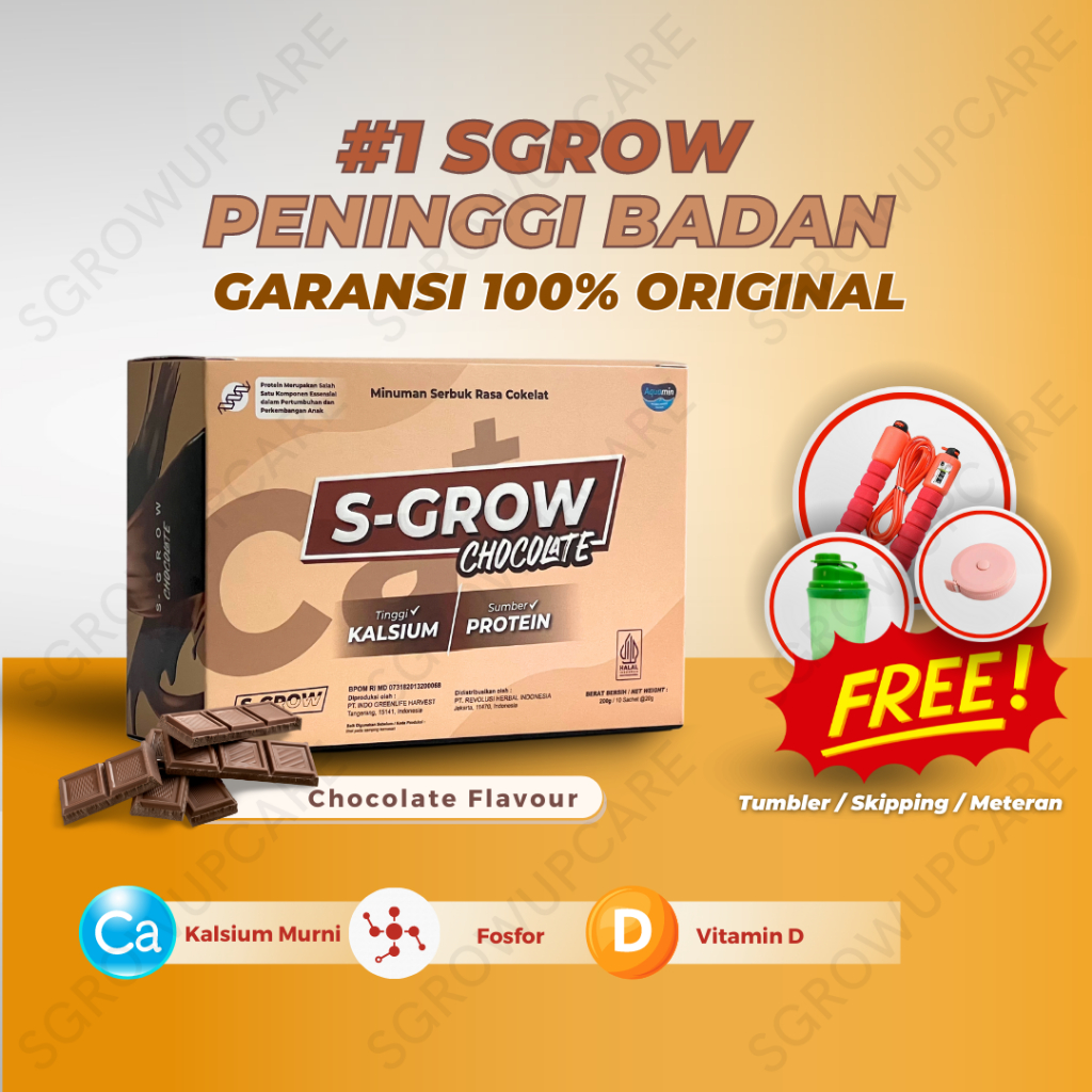 

S GROW Peninggi Badan Original 100% Untuk Remaja dan Dewasa Rasa Cokelat/Chocolate