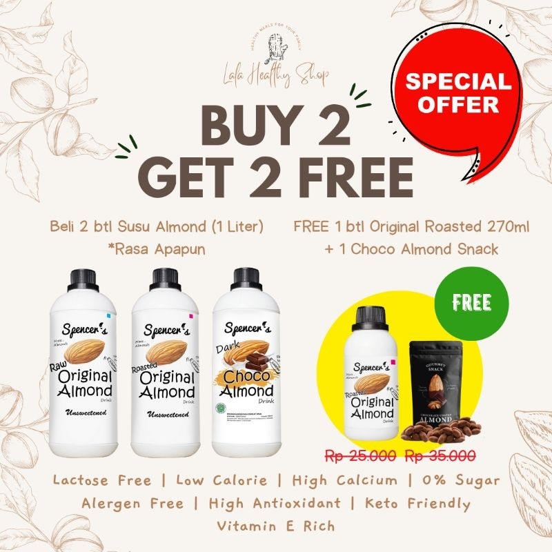 

Spencer's Susu Almond (1000ml) SUGAR FREE ASI BOOSTER HIGH CALCIUM LOW CALORIE Spencers Murah Promo