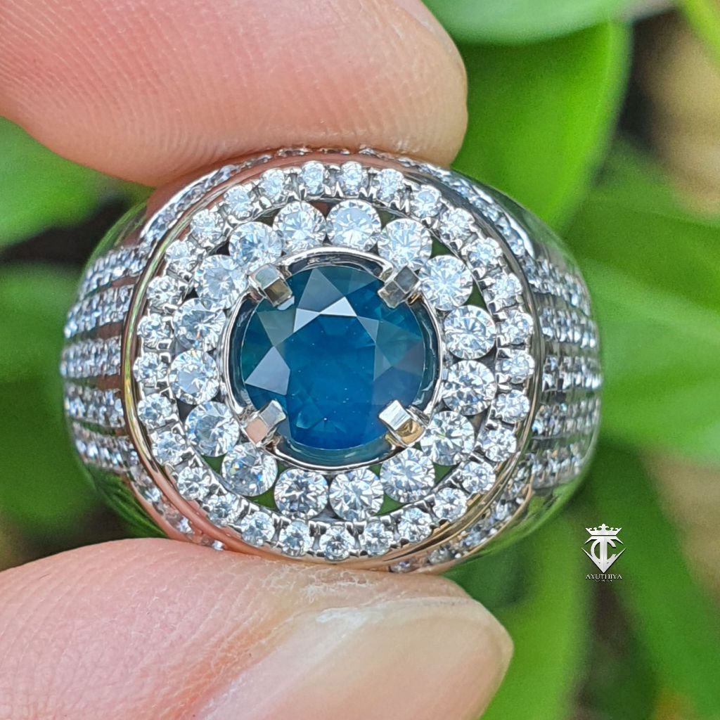 Batu Permata Natural HQ Top Clean Round Teal Blue Sapphire Madagascar 1.78 Ct CGL Memo