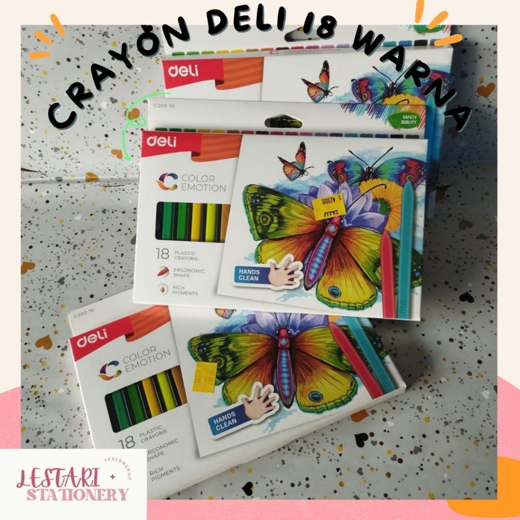 

Crayon Deli 18 Warna C200-10 | Crayon Color Emotion | Plastic Crayons | Lestari Stationery