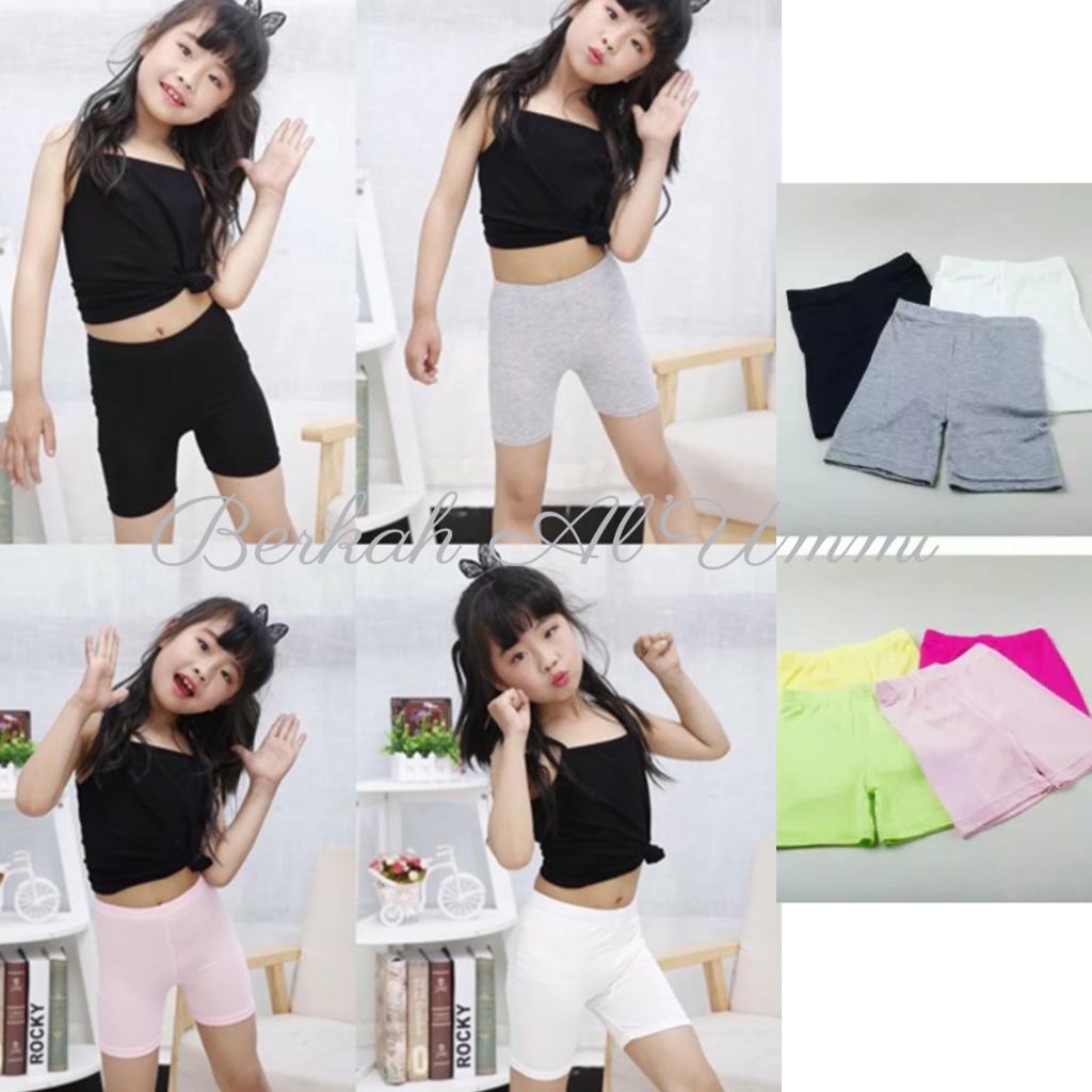SHORT ANAK TK/SD/SMP BAHAN KAOS / CELANA DALAMAN HOTPANTS ANAK 2 - 14 TAHUN - LEGGING PENDEK ANAK PE