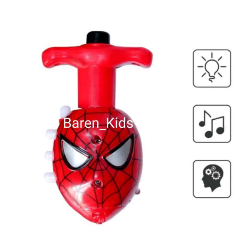 Mainan Anak Gangsing Lampu Karakter Spiderman Bola gangsing Nyala Lampu