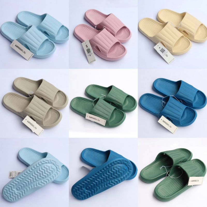 Sandal Wanita Jelly Karet Slop Flat Rumah Empuk Elastis Miniso Life