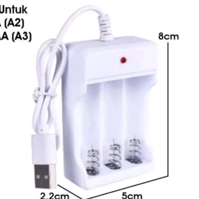CHARGER BATERAI AA AAA 3 SLOT KABEL USB CHARGER BATTERY BATRE AA AAA BATERAI