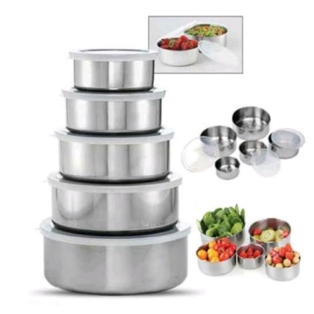Rantang Stainless Susun 5 Dengan Penutup Food Container Mangkok Toples Susun Stainless