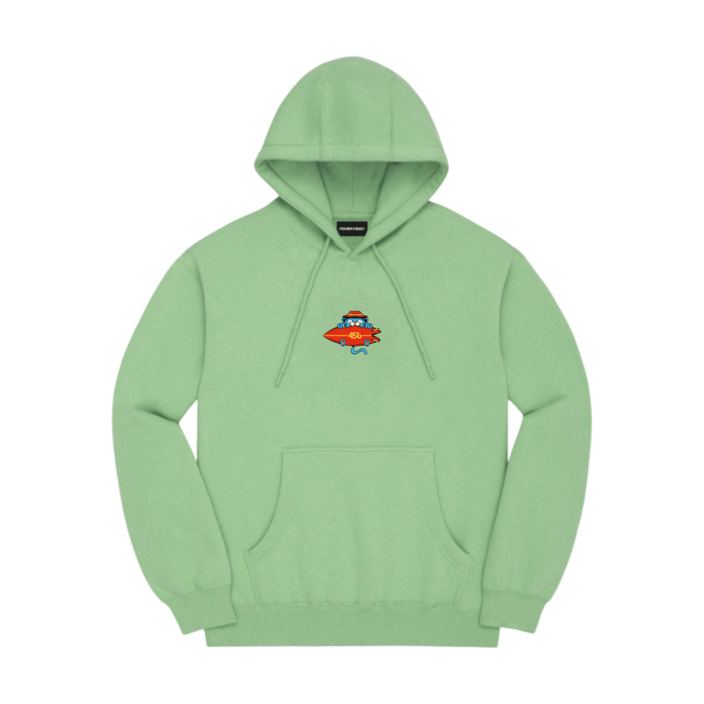 Fourfivesix Sweater Hoodie - Surfing Cat Green Mint