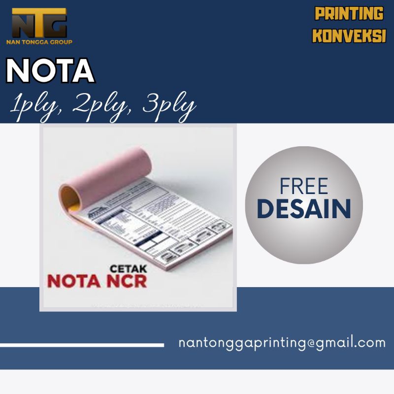 

Nota Custom ukuran 1/4