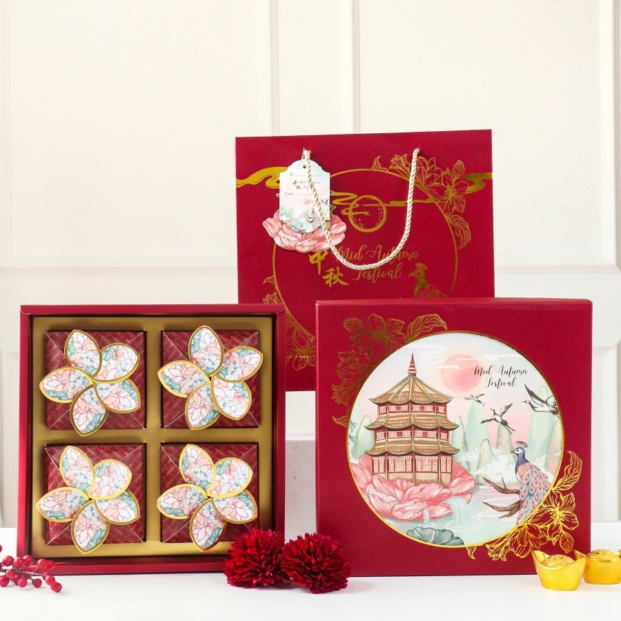 

(1SET) Kotak Mooncake isi 4 125gr - 150gr kotak kue bulan motif terbaru 2024