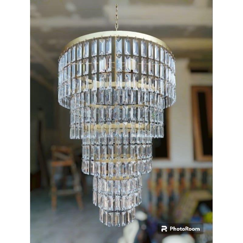 Lampu gantung kristal mote persegi panjang/lampu dekorasi