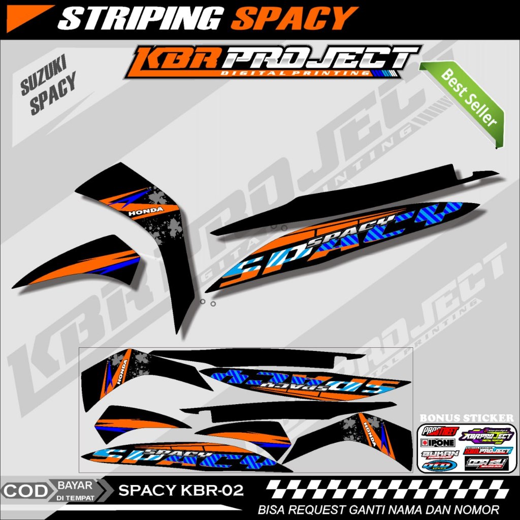 SPACY STIKER STRIPING MOTOR KEREN LIS VARIASI SPACY STIKER MOTOR HONDA DESAIN RACING KBR 02 HOLOGRAM