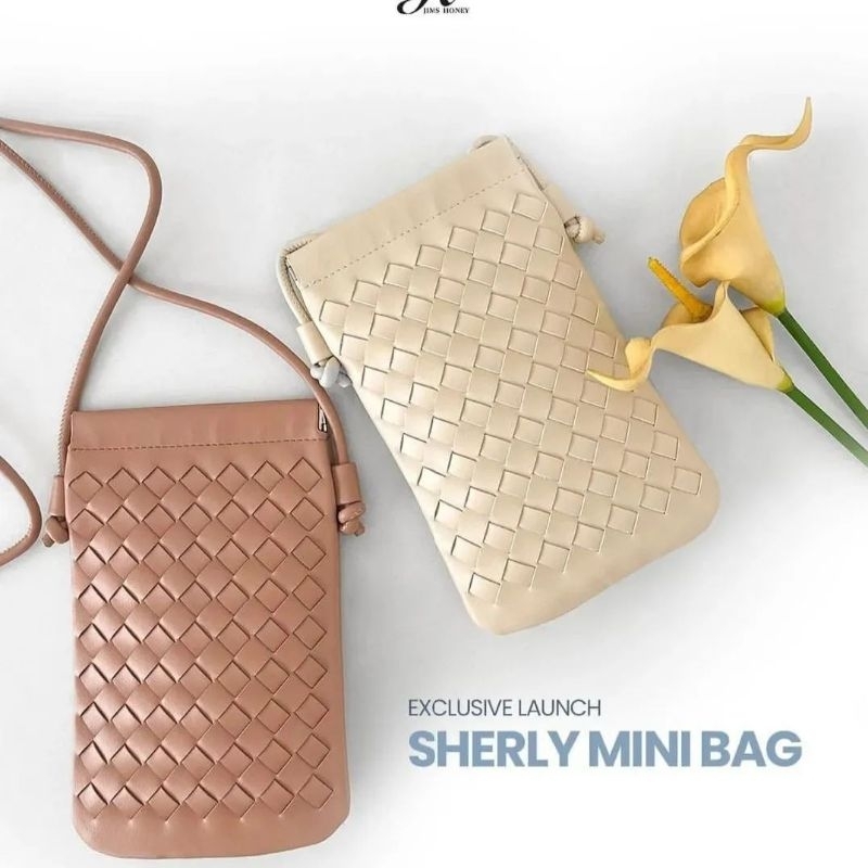 SHERLY MINI BAG JIMS HONEY TAS HP WANITA CEWEK KECIL PRAKTIS SLING BAG SELEMPANG RAJUT ANYAMAN ELEGA