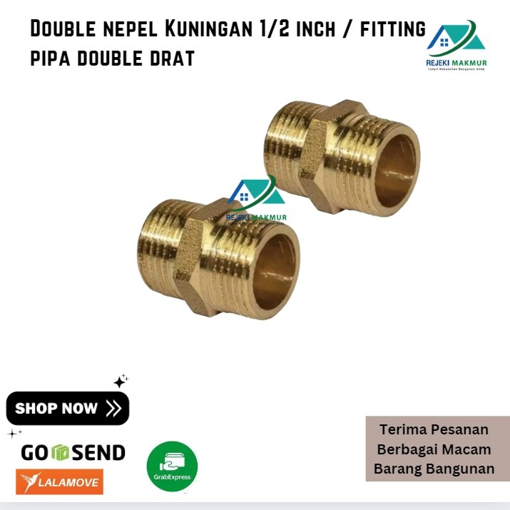 Double nepel Kuningan 1/2 inch /