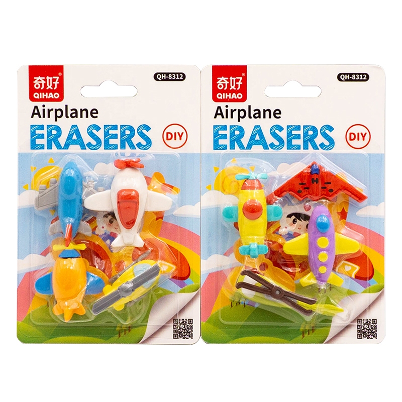 

8312 Penghapus set karakter motif Pesawat helikopter Jet sensory play DIY