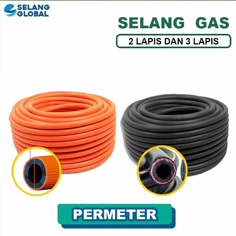 GLOBAL Selang Gas 2 Lapis 3 Lapis Tebal Permeter Selang Gas Anti Gigitan Tikus Selang Regulator Komp