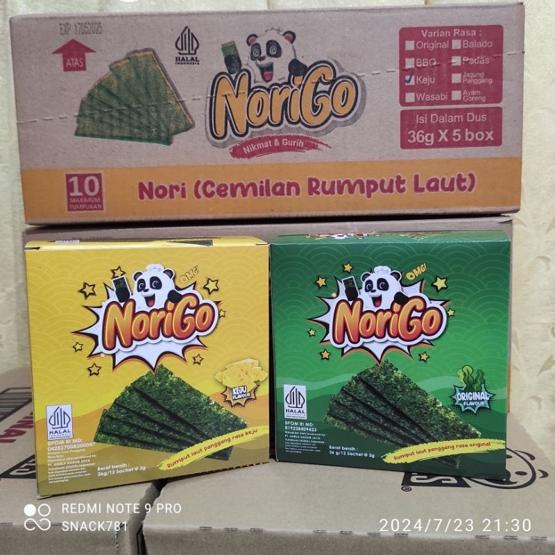 

norigo snack rumput laut 1 box isi 12 sachet x 3 gram