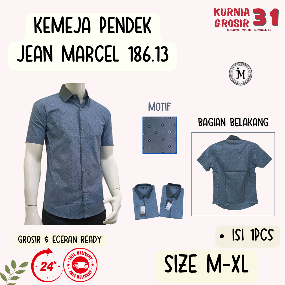 Kemeja Lengan PENDEK JEAN MARCEL 186.13 Slim Fit / Hem Kerja Kantor Pria