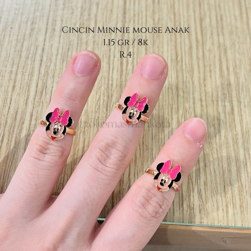 CINCIN ANAK KARAKTER MINNIE MOUSE UBS EMAS ASLI 8K