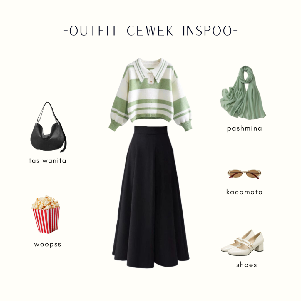 One Set Hijab Kekinian OOTD Hijab Stylish Wanita Outfit Kampus Nongkrong Hangout Outfit - OCI23