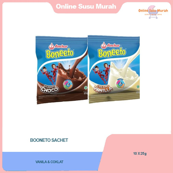 

BONEETO SACHET VANILA & COKLAT 10 X 25G (1 RENCENG ISI 10) SSSC