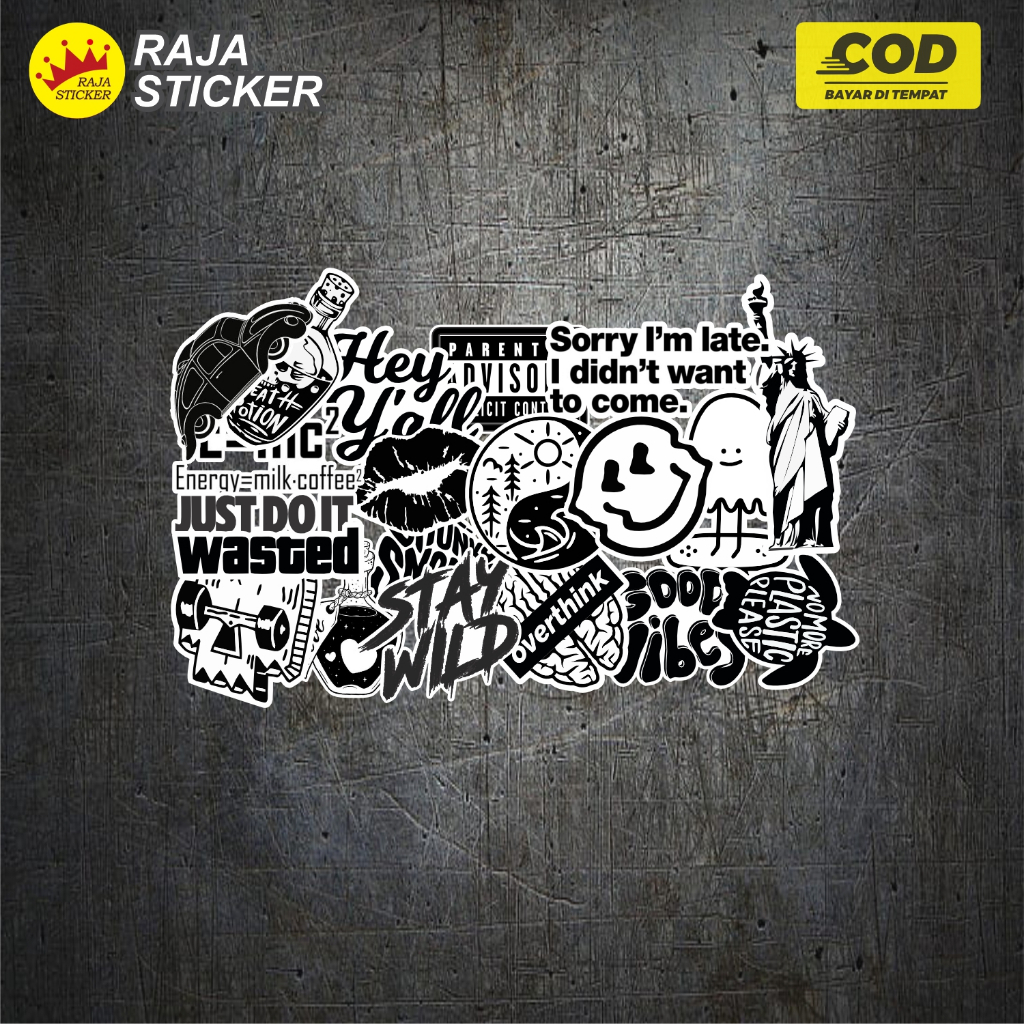

STIKER MURAH / STICKER PACK HELM LAPTOP VINYL / STICKER BLACK AND WHITE