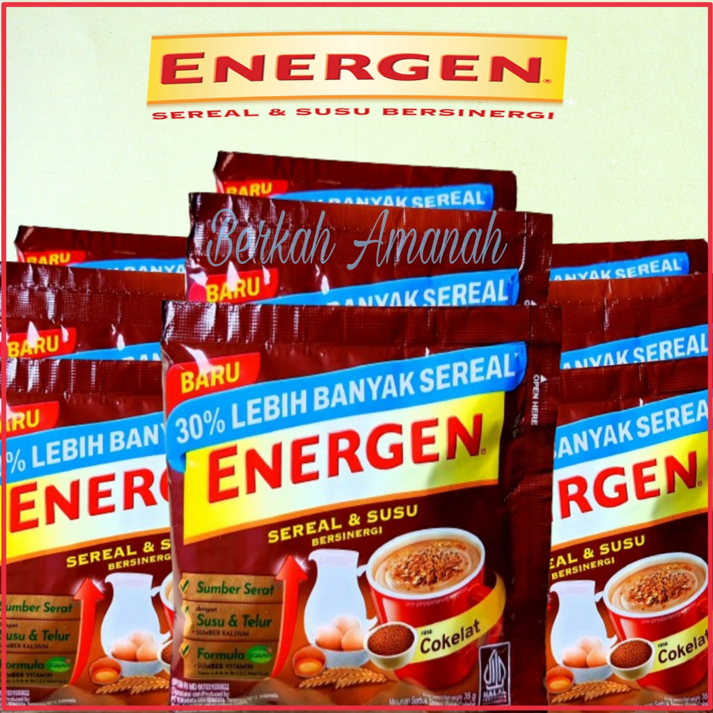 

[ 10 SACHET ] ENERGEN Sereal & Susu Rasa COKELAT 35gram 1 Renceng isi 10 Sachet