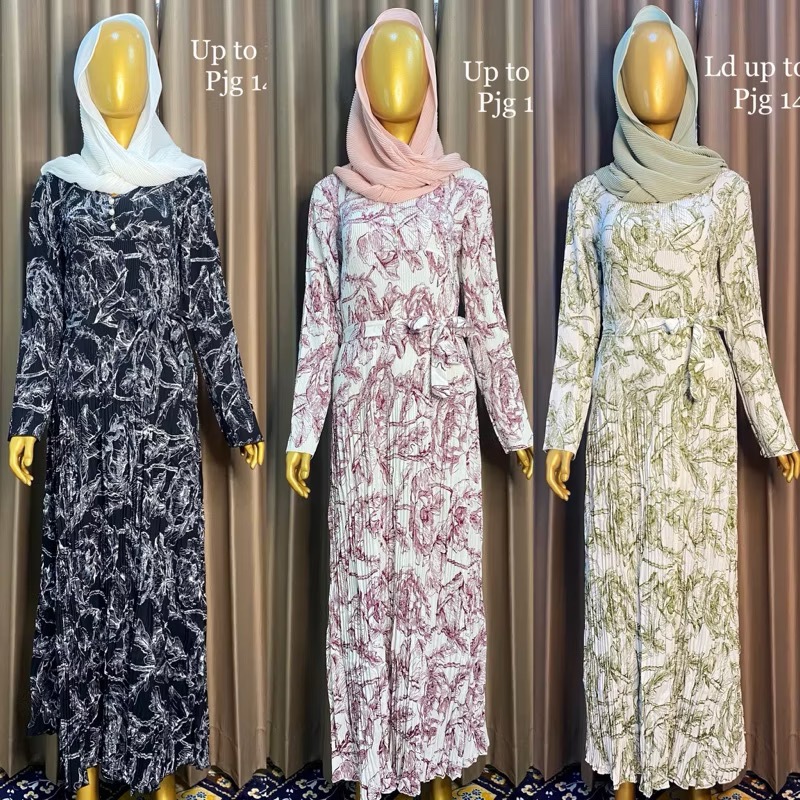 LIDYA DRESS GAMIS PLISKET MOTIF BUNGA