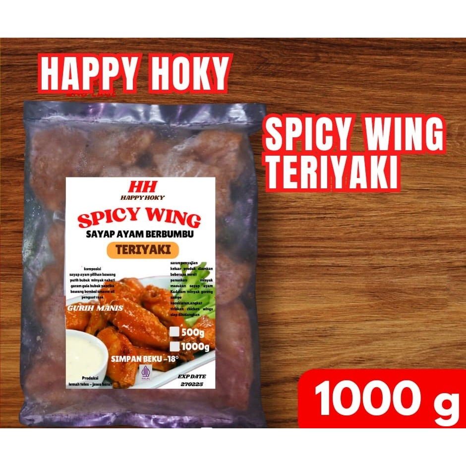 

Happy Hoki spicy wing rasa teriyaki 1 KG dan 500 Gram