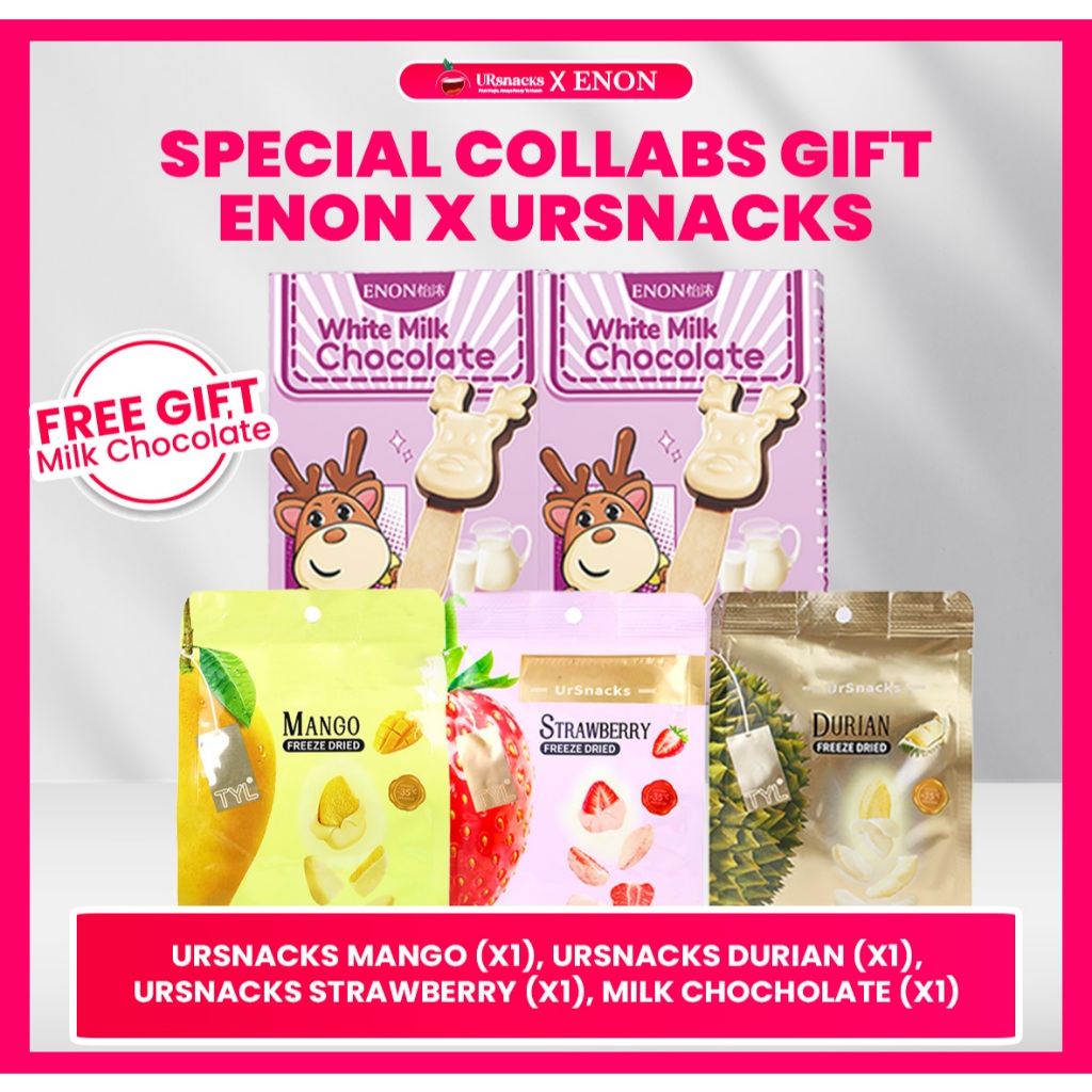 

Ursnacks X Enon - GET FREE MILK CHOCOLATE (Bundle Ursnacks Durian, Mango, Strawberry) Freeze Dried Fruit Halal BPOM