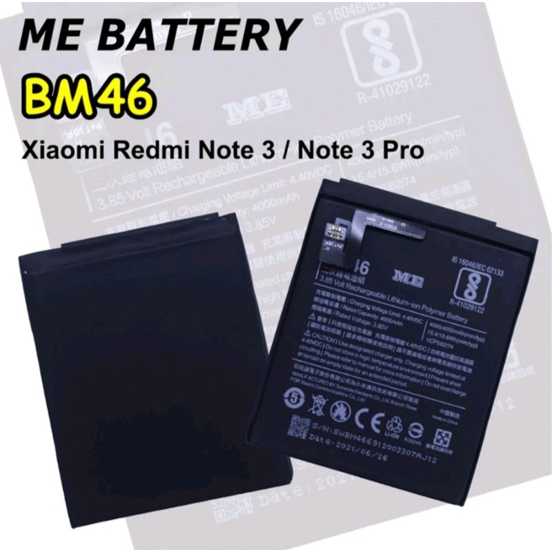 Baterai HP Xiaomi Redmi Redmi Note 3 / Redmi Note 3 Pro BM46 Original Batre Baterai