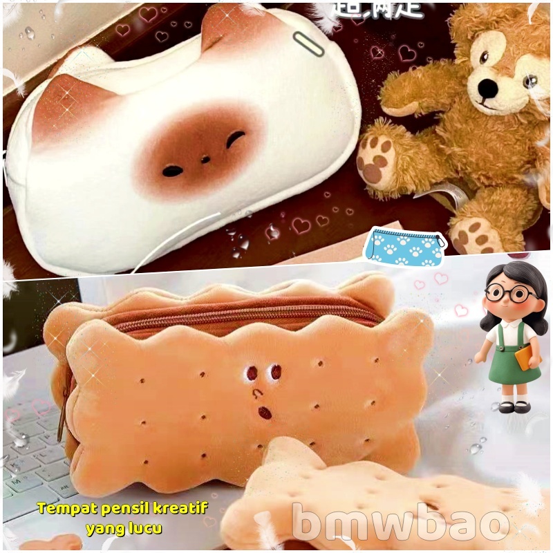 

Anak Kucing Biscuit Roti Pen Bag Tempat Pensil Biskuit Lucu Kotak Pensil Cracker Tas Alat Tulis Sandwich