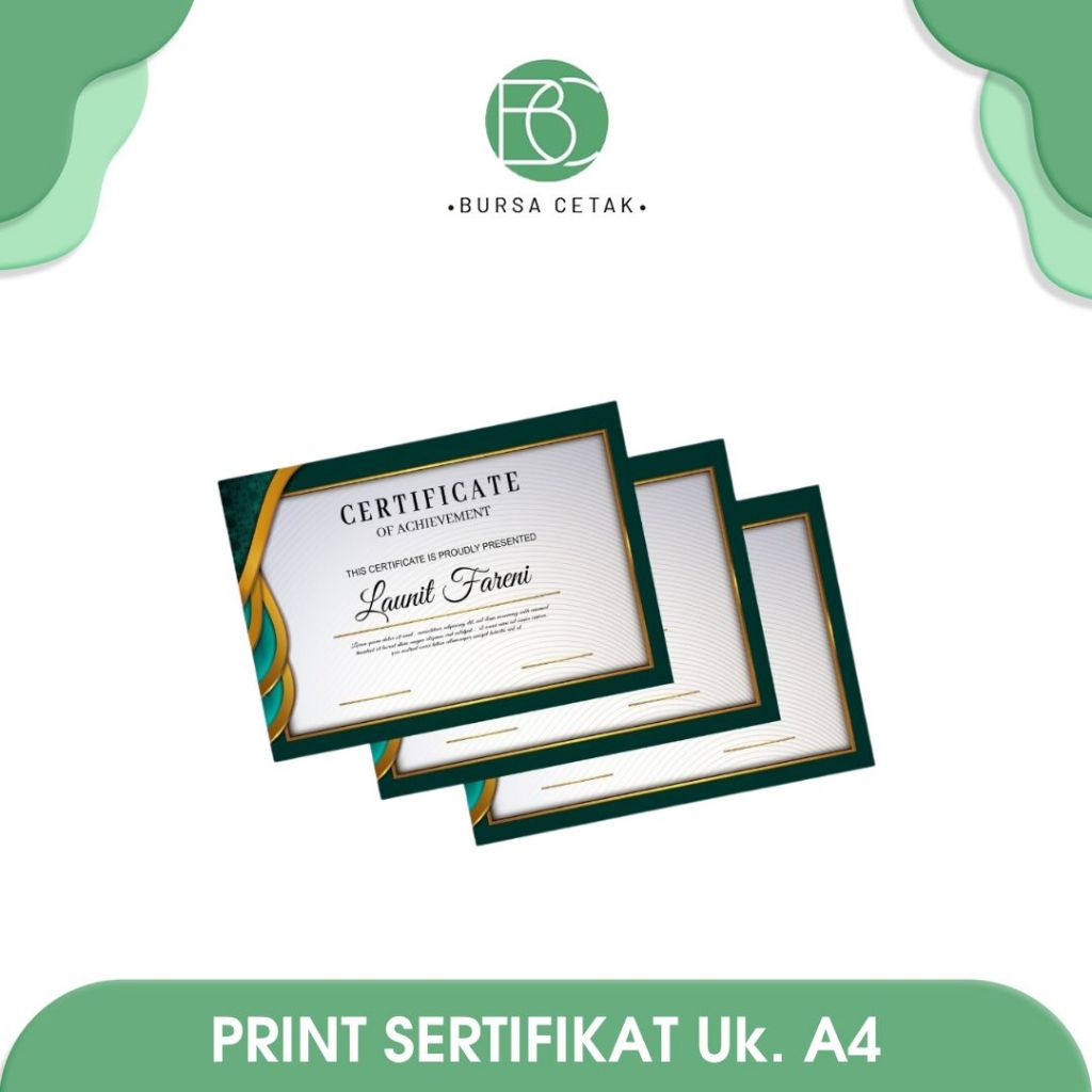 

BURSA CETAK - Print SertIfikat Ukuran A4 / Cetak Sertipikat Custom Piagam Penghargaan