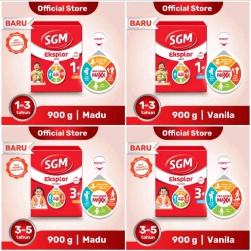 SGM 1+ 3+ 5+ 900 gram susu formula bayi 1-3 tahun madu / vanila