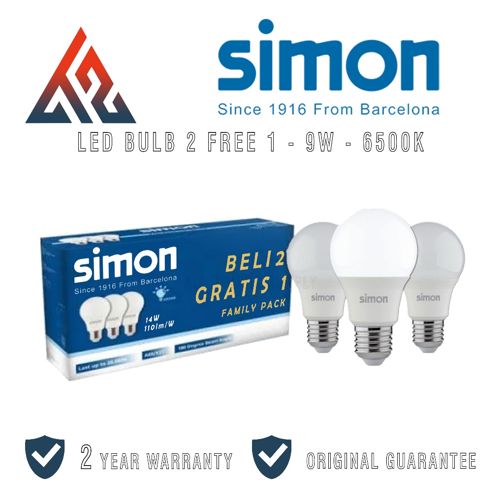 Simon Lampu LED Bohlam Family Pack Bulb Beli 2 Gratis 1 Multipack 9 Watt - 9W 9 W 9Watt