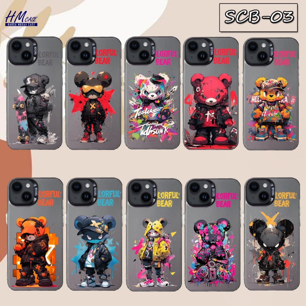 Case Wonderful Bear SCB-3 Case Hologram Imd Black for Casing hp Iphone 12 Iphone 12 Pro Iphone 12 Mi